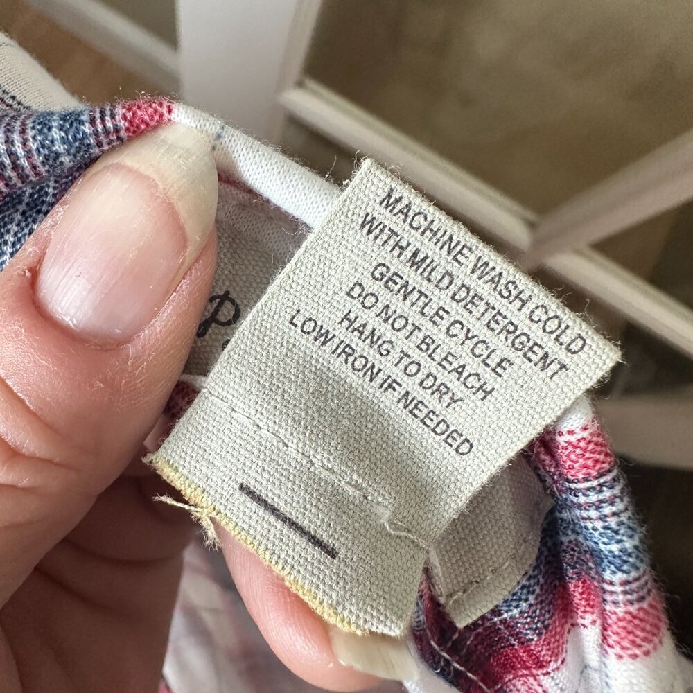 VICI Boutique Passport Plaid Roll Sleeve Button Down Shirt Top Blouse Size XL - Picture 6 of 7